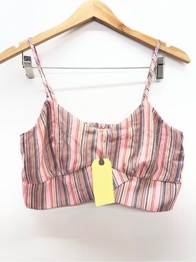 BOG Collective‎ Striped Pink Crop Cami Top